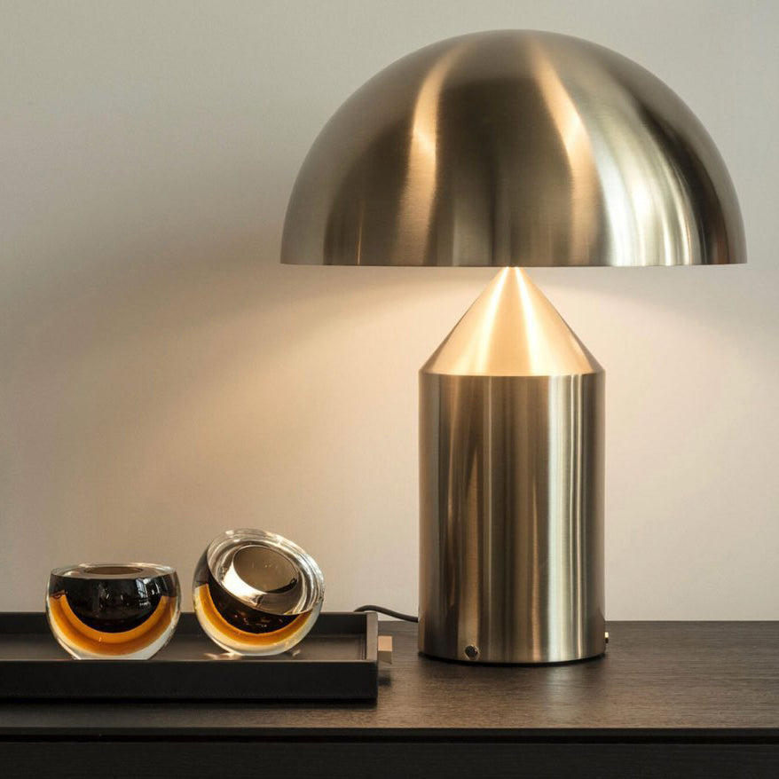 Mushroom Dome Metal Table Lamp With Sculptural Base