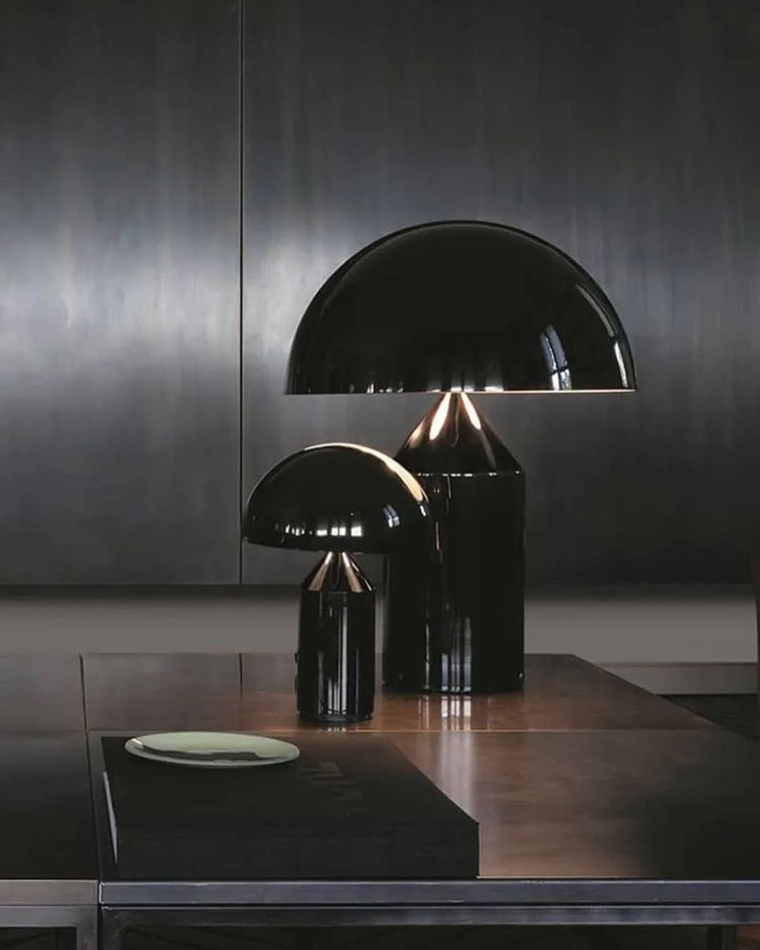 Mushroom Dome Metal Table Lamp With Sculptural Base