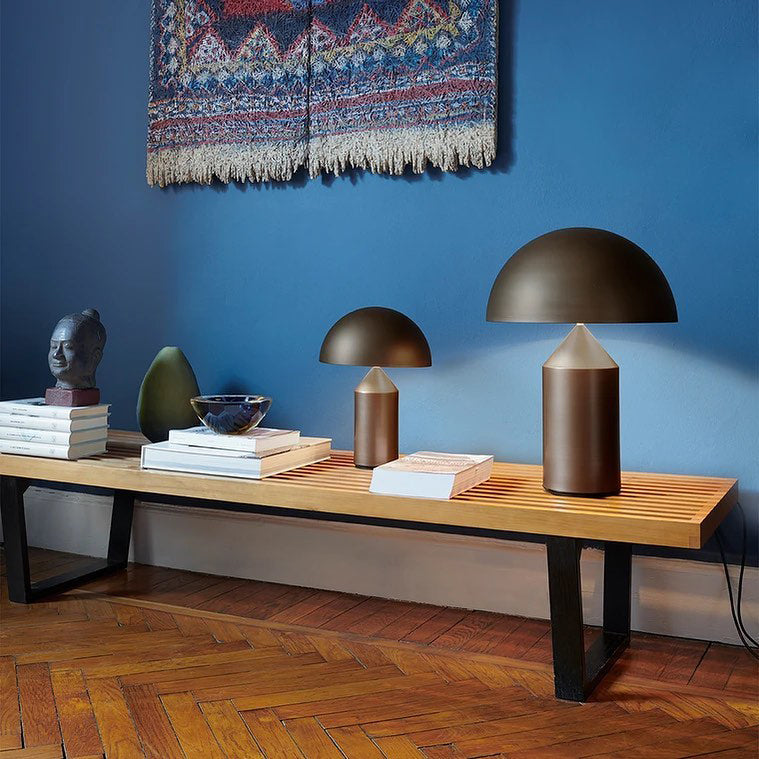 Mushroom Dome Metal Table Lamp With Sculptural Base