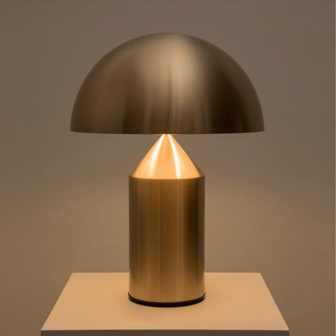Mushroom Dome Metal Table Lamp With Sculptural Base