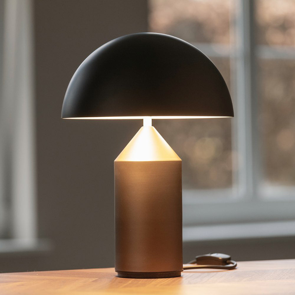 Mushroom Dome Metal Table Lamp With Sculptural Base
