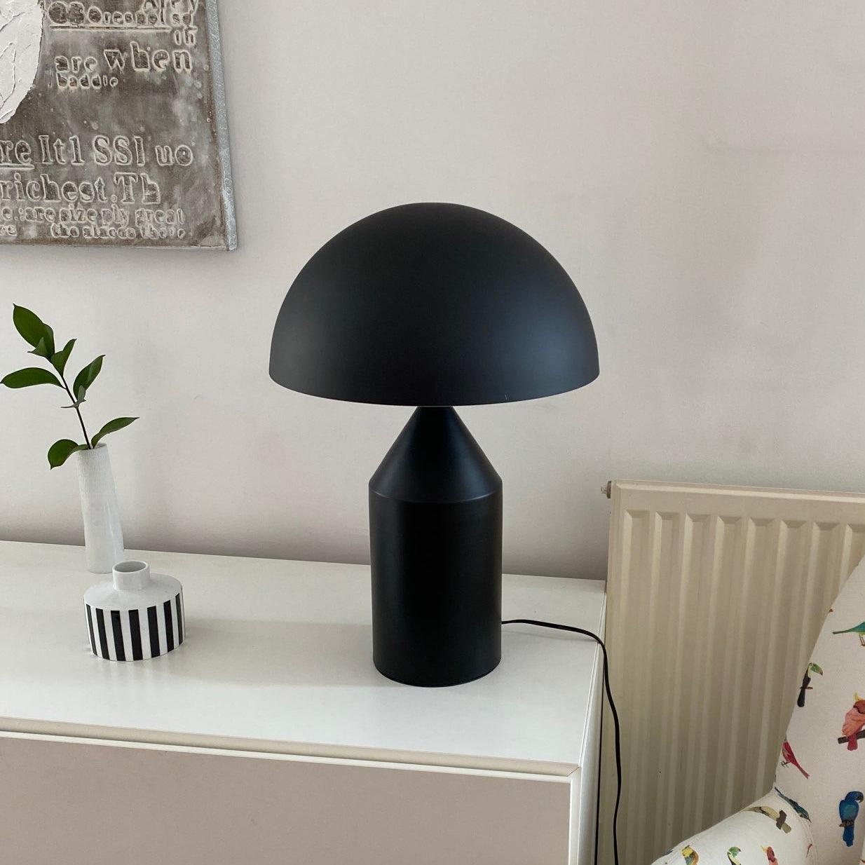 Mushroom Dome Metal Table Lamp With Sculptural Base