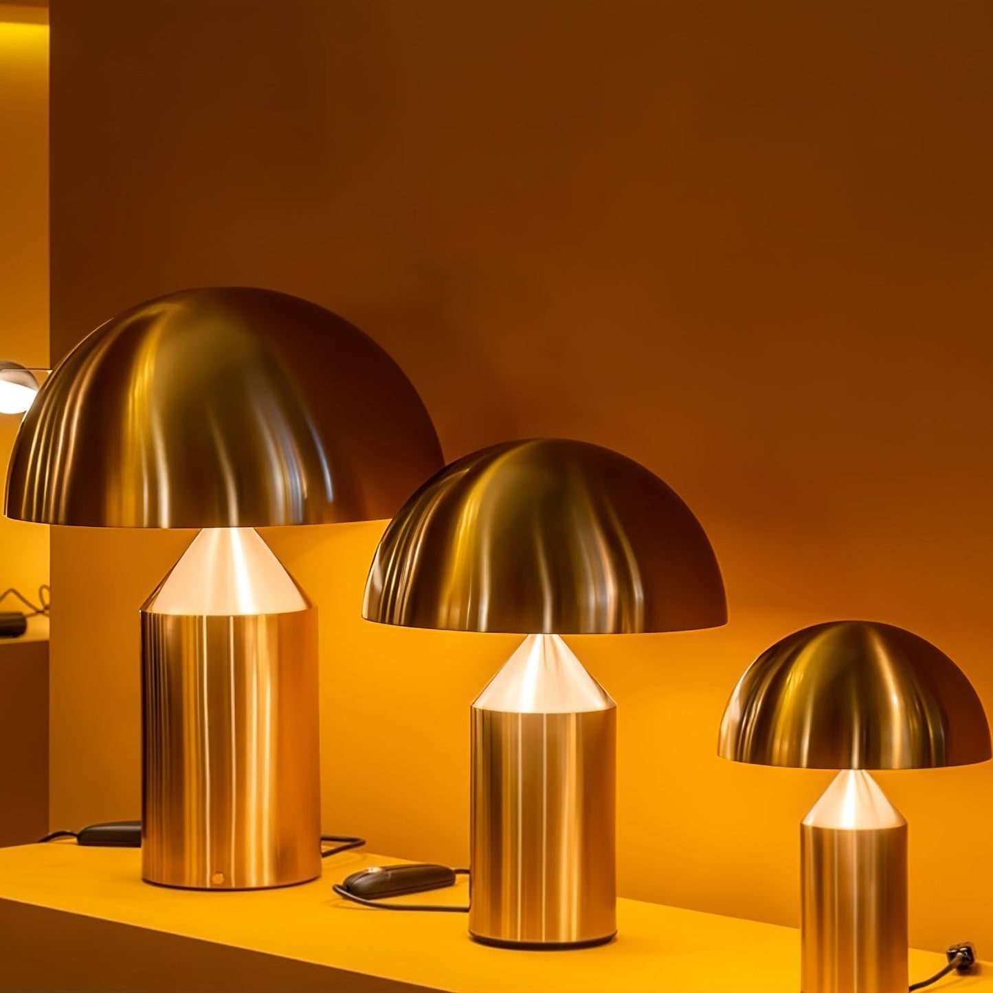 Mushroom Dome Metal Table Lamp With Sculptural Base
