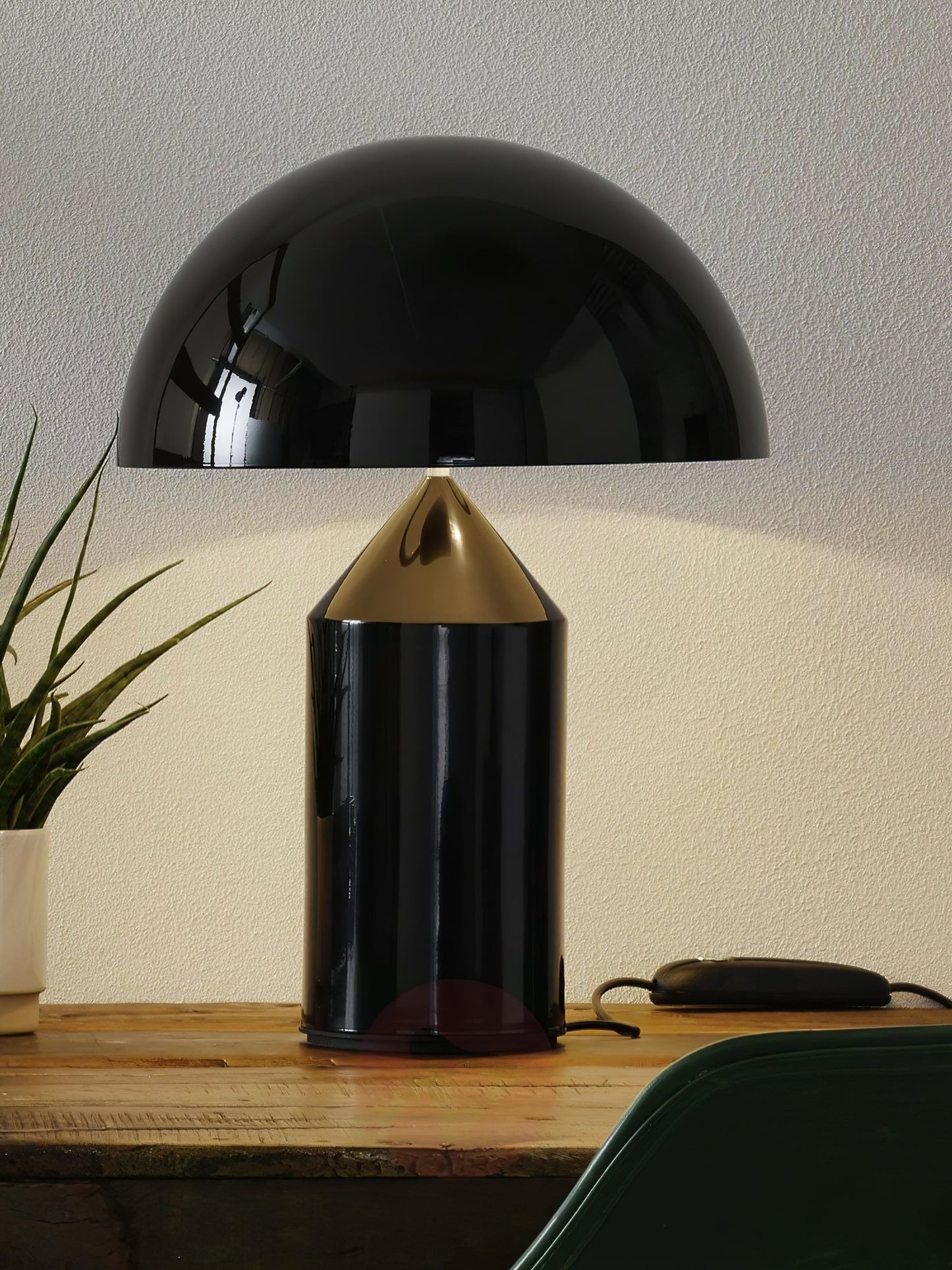 Mushroom Dome Metal Table Lamp With Sculptural Base