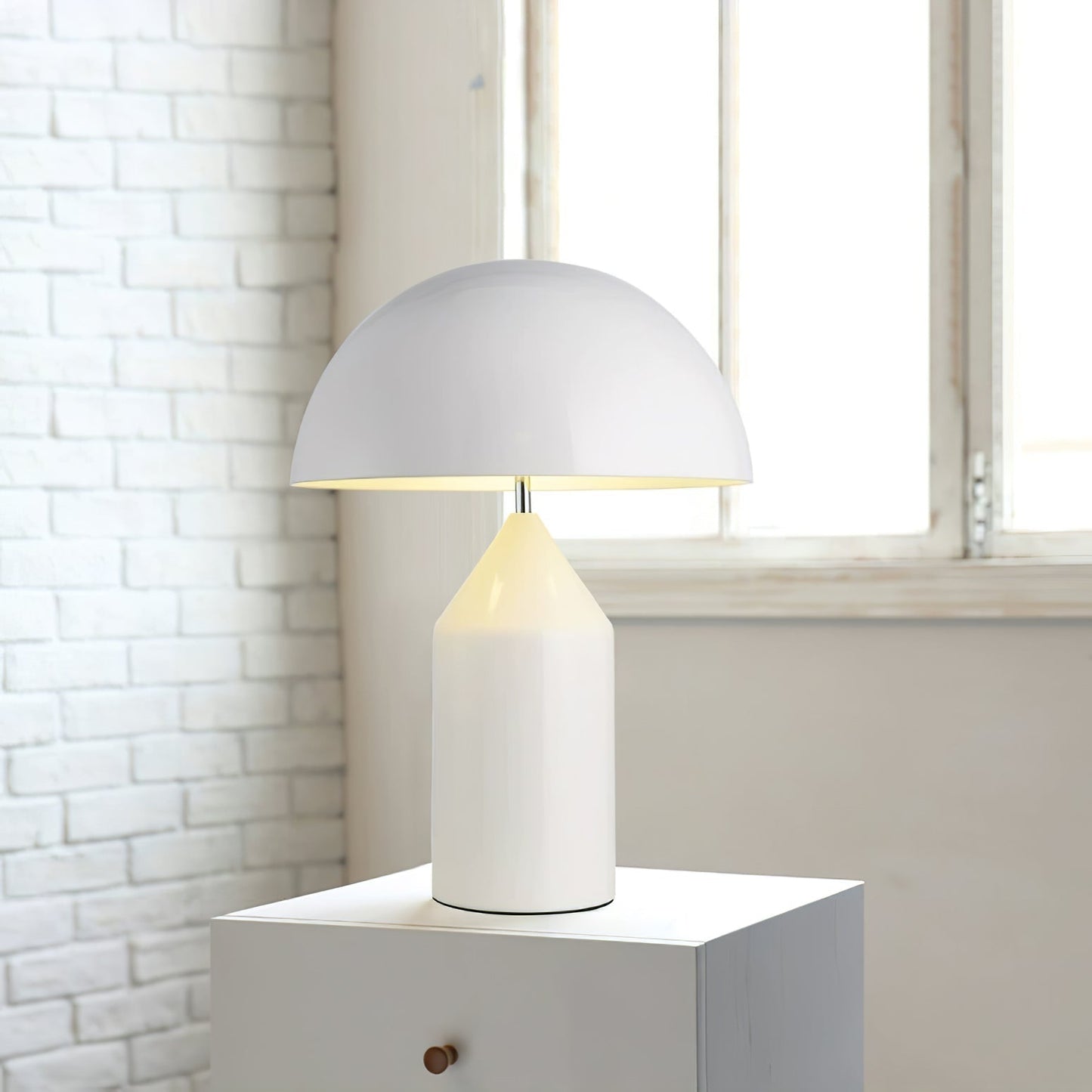 Mushroom Dome Metal Table Lamp With Sculptural Base