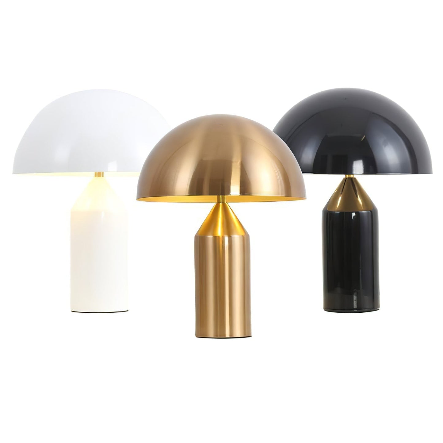 Mushroom Dome Metal Table Lamp With Sculptural Base