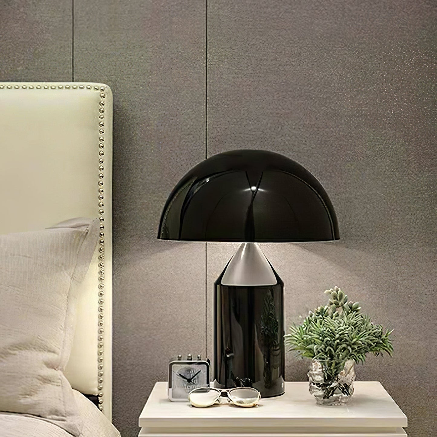 Mushroom Dome Metal Table Lamp With Sculptural Base