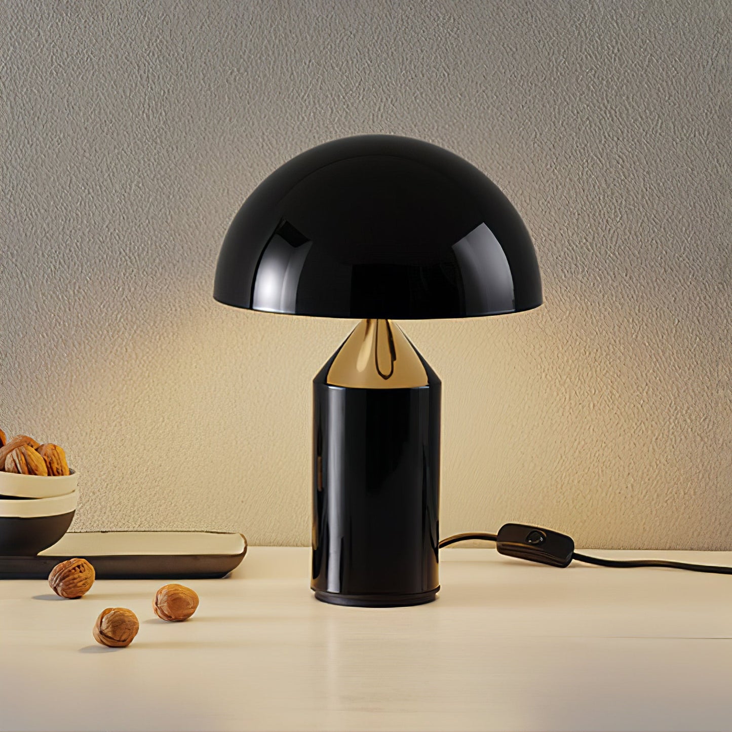 Mushroom Dome Metal Table Lamp With Sculptural Base