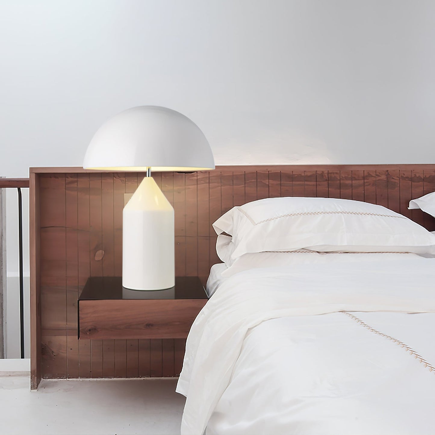 Mushroom Dome Metal Table Lamp With Sculptural Base