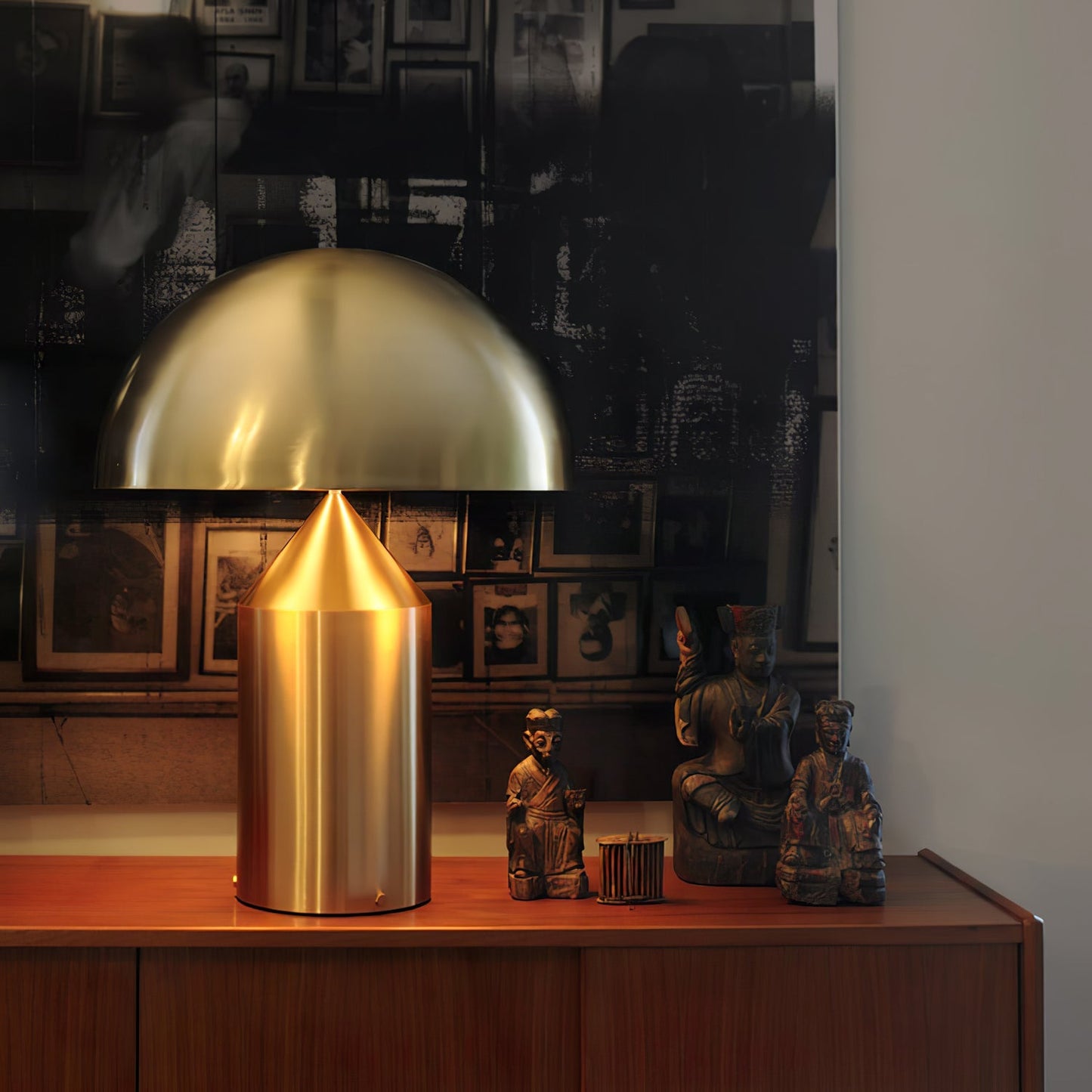 Mushroom Dome Metal Table Lamp With Sculptural Base