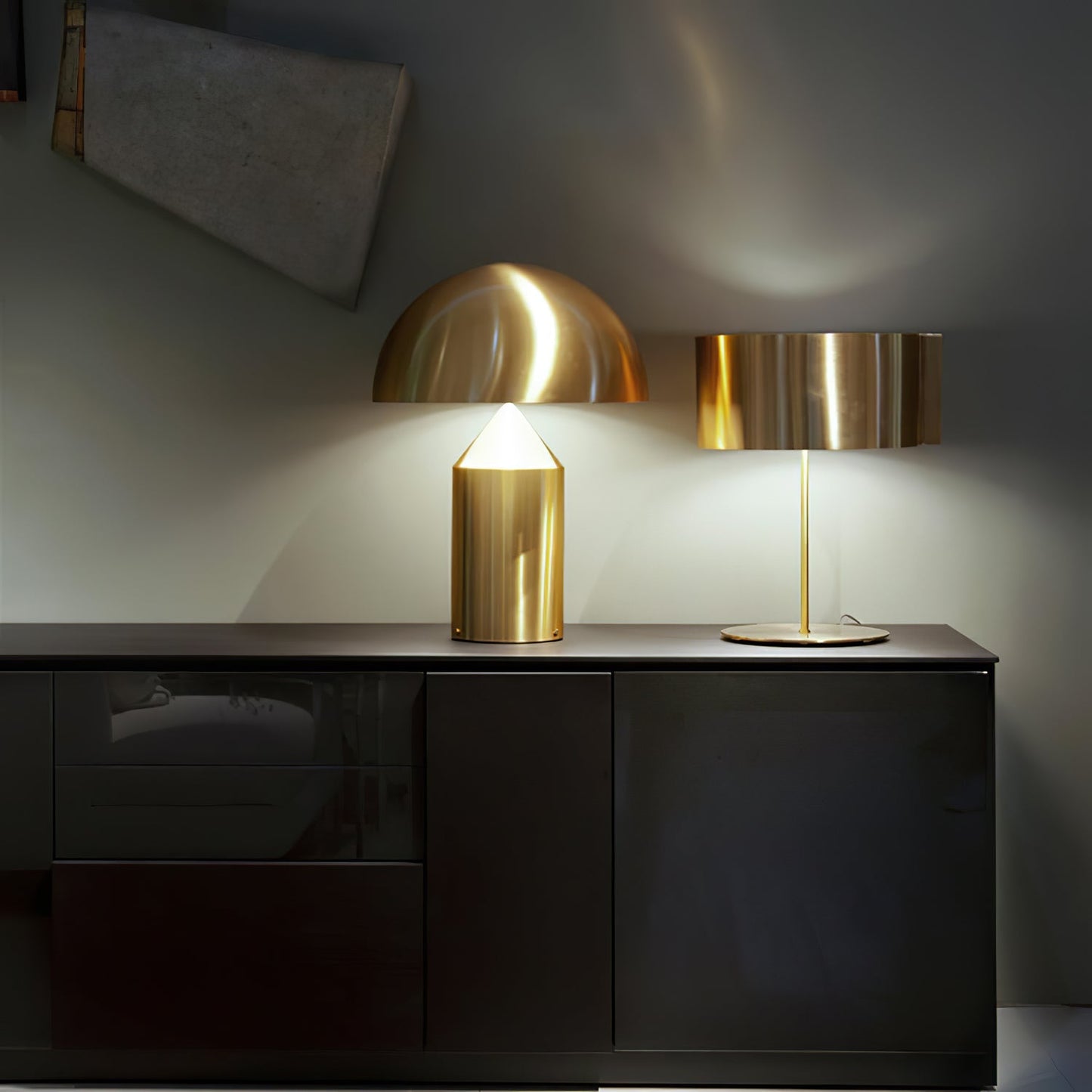 Mushroom Dome Metal Table Lamp With Sculptural Base