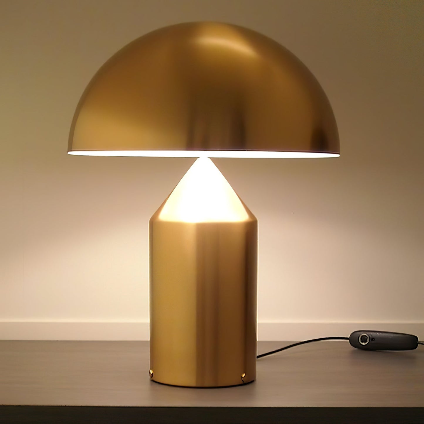 Mushroom Dome Metal Table Lamp With Sculptural Base