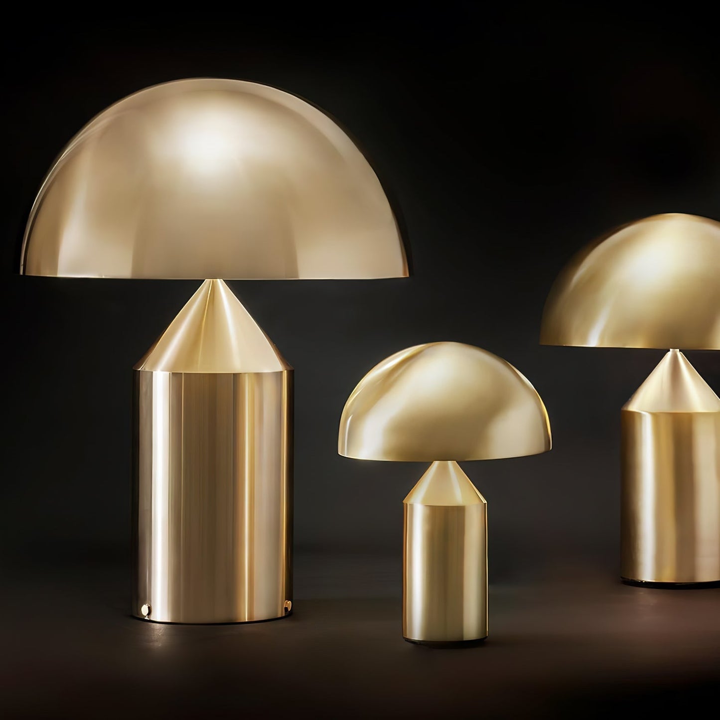 Mushroom Dome Metal Table Lamp With Sculptural Base