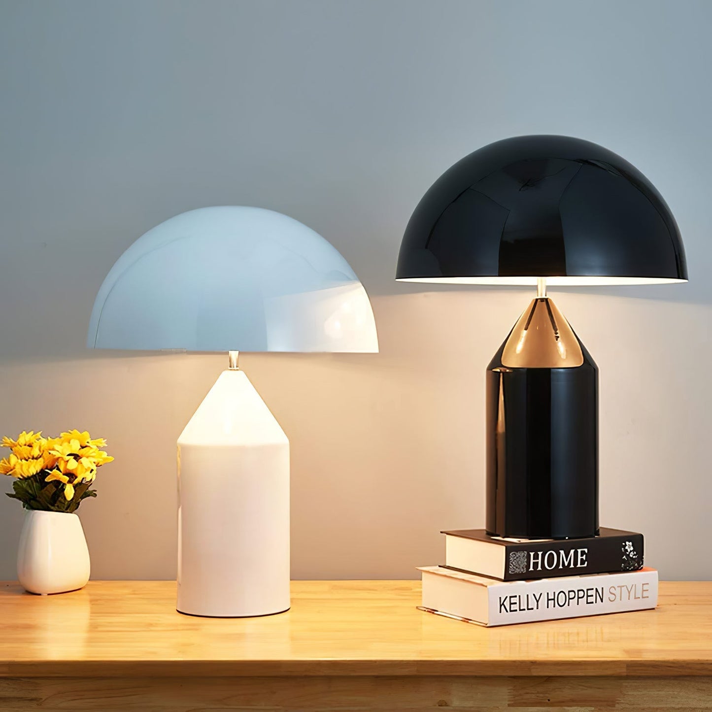 Mushroom Dome Metal Table Lamp With Sculptural Base