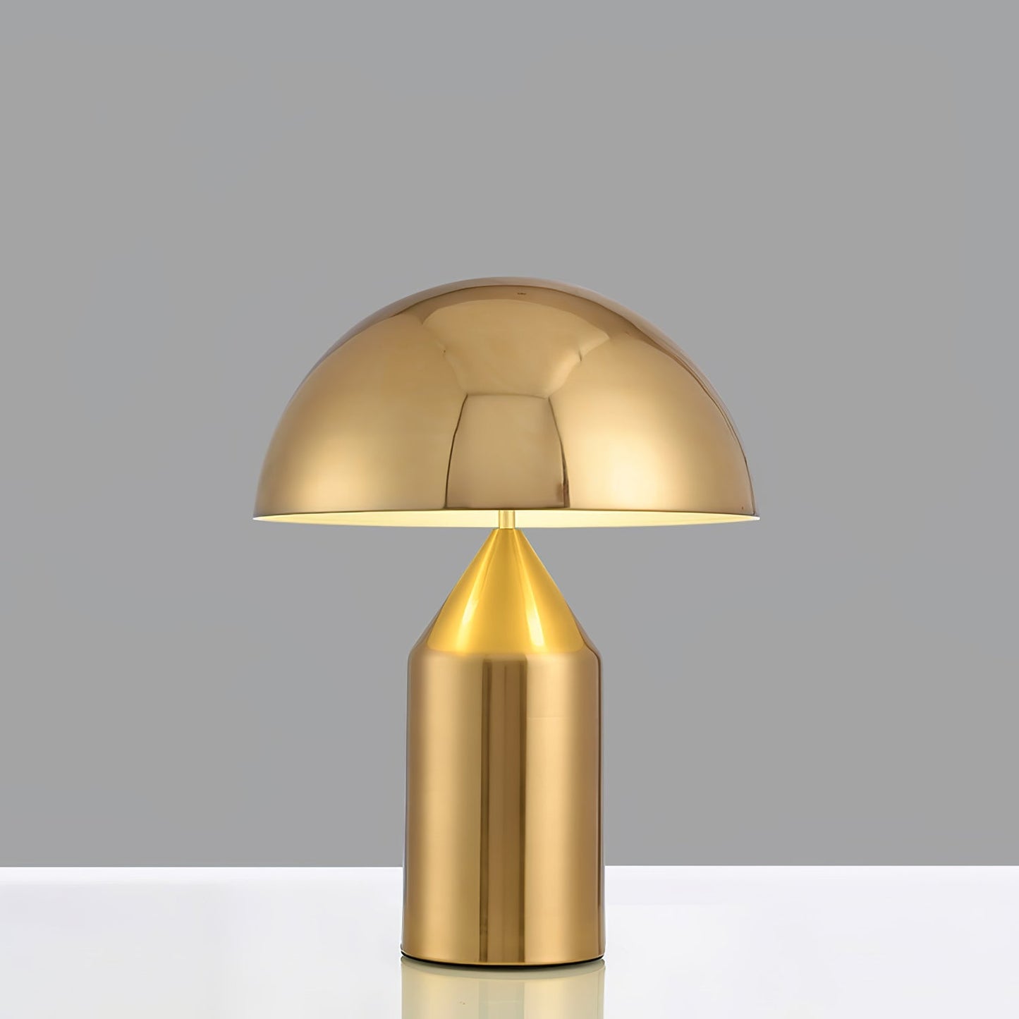 Mushroom Dome Metal Table Lamp With Sculptural Base