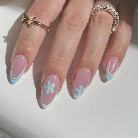 5D embossed flower nail stickers