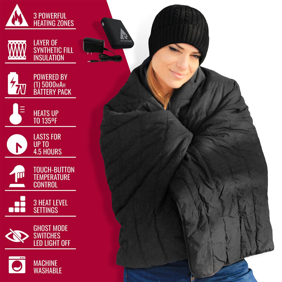 ActionHeat 7V Battery Heated Throw Blanket