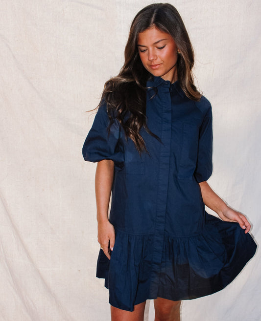 Carmilla Poplin Puff Sleeves Shirt Dress