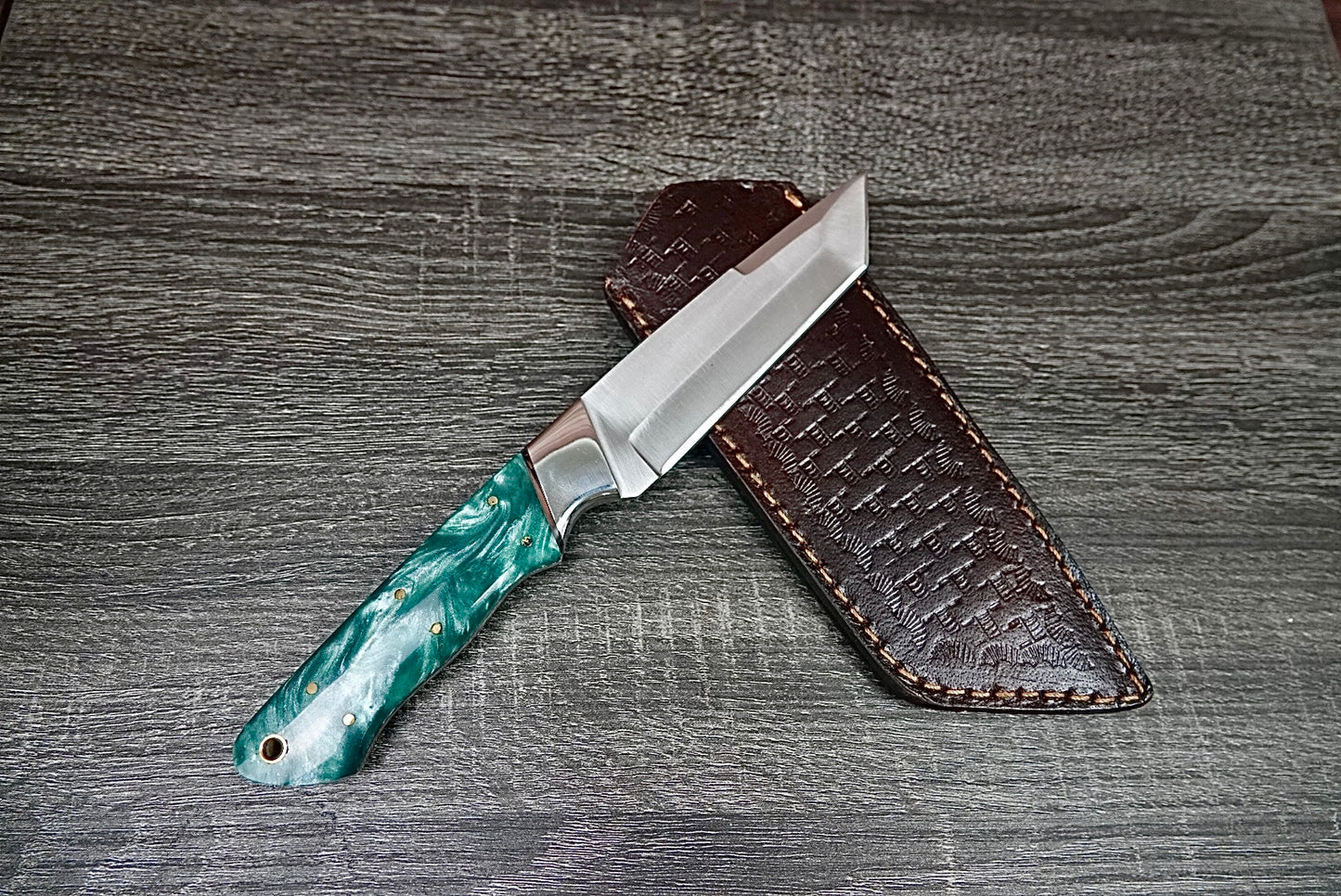 9.3" CUSTOM HANDMADE HUNTING KNIFE Tanto FIXED BLADE