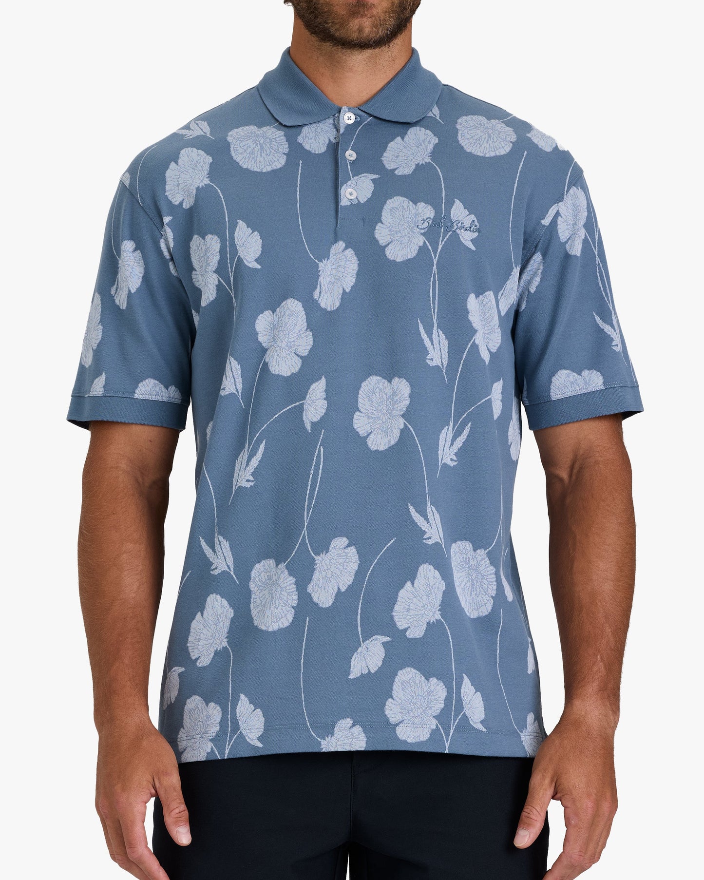 Jacquard Polo - Bloom Me Away - Blue Mirage