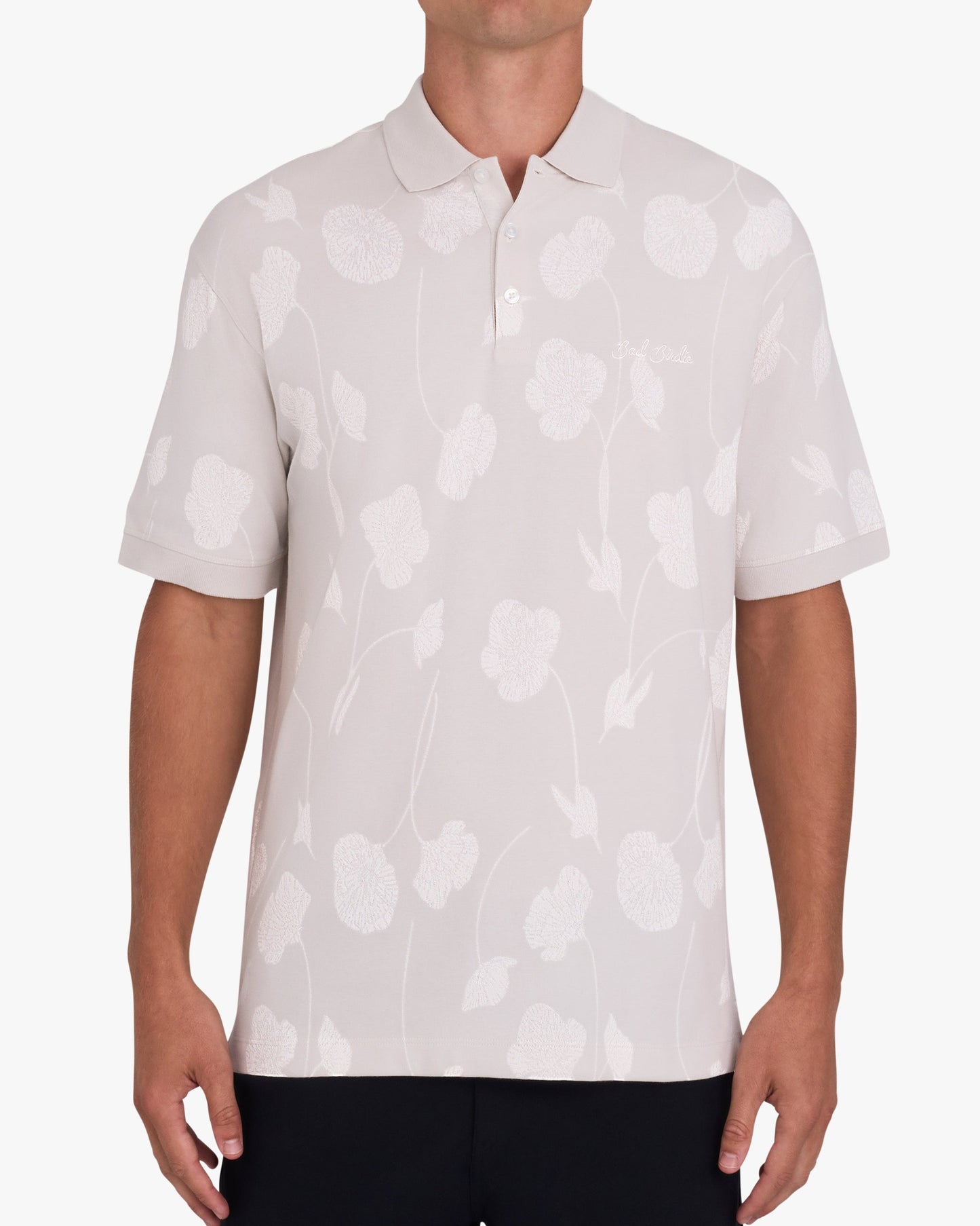 Jacquard Polo - Bloom Me Away - White Onyx