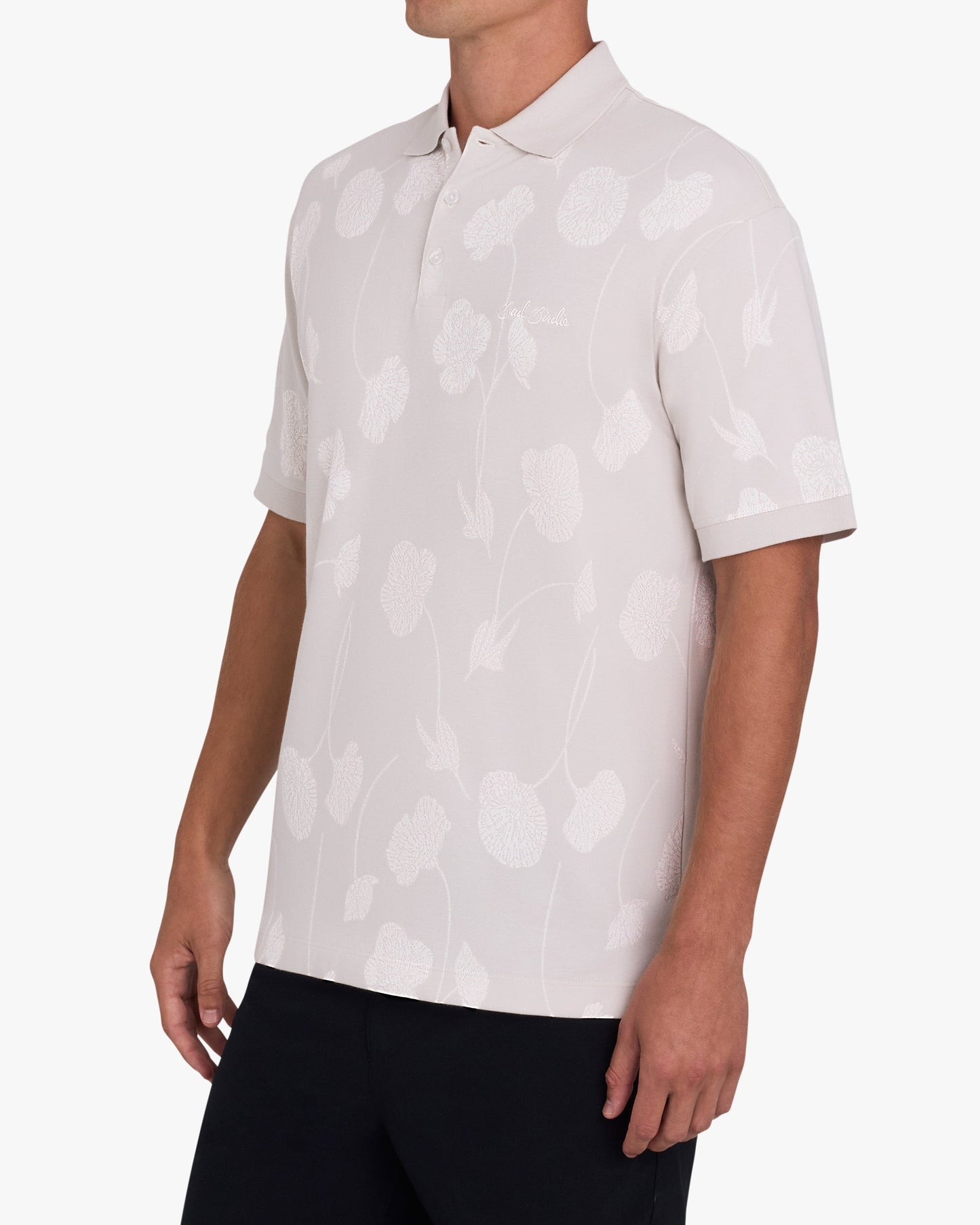 Jacquard Polo - Bloom Me Away - White Onyx