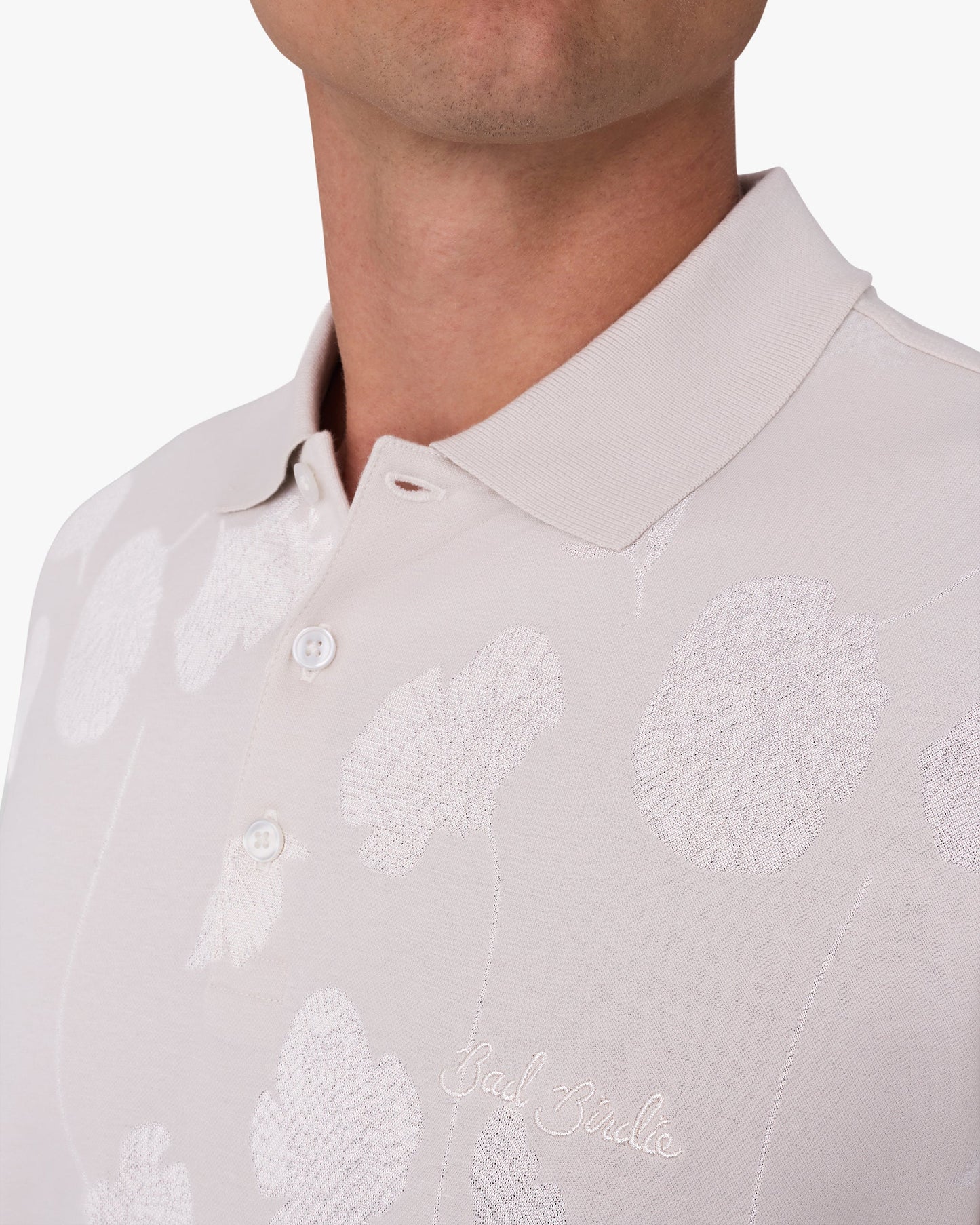 Jacquard Polo - Bloom Me Away - White Onyx