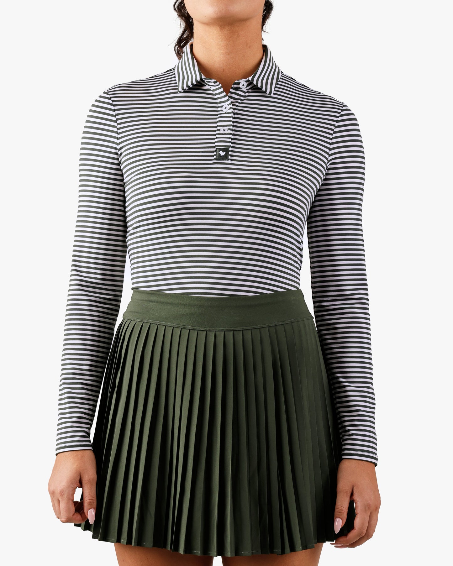 Long Sleeve Polo - Stripe Right - Deep Forest