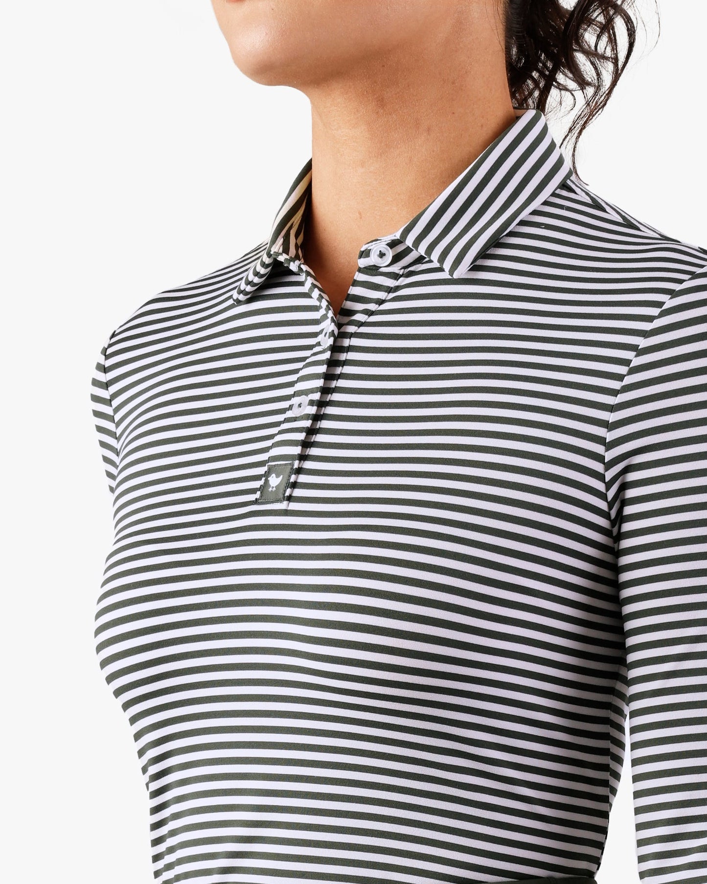 Long Sleeve Polo - Stripe Right - Deep Forest