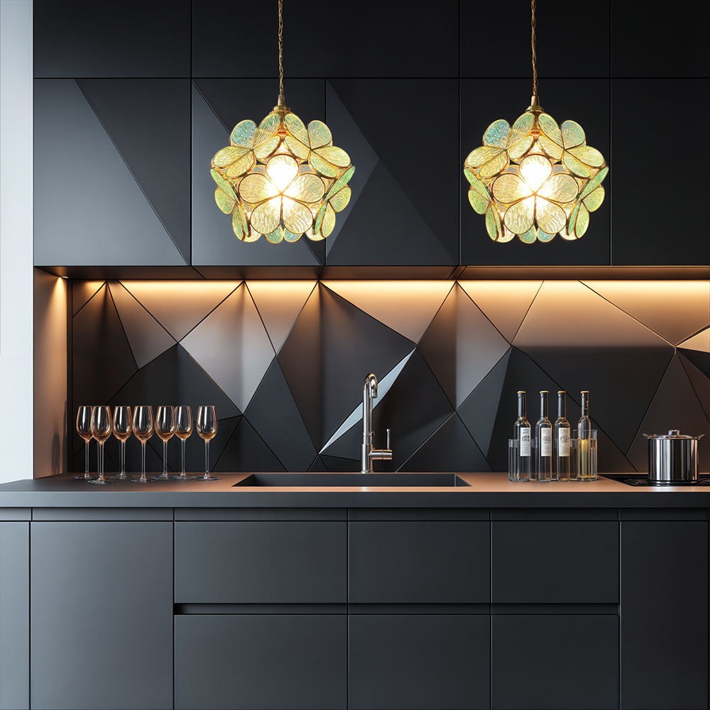 Flower Glass Petal Cluster Pendant Light