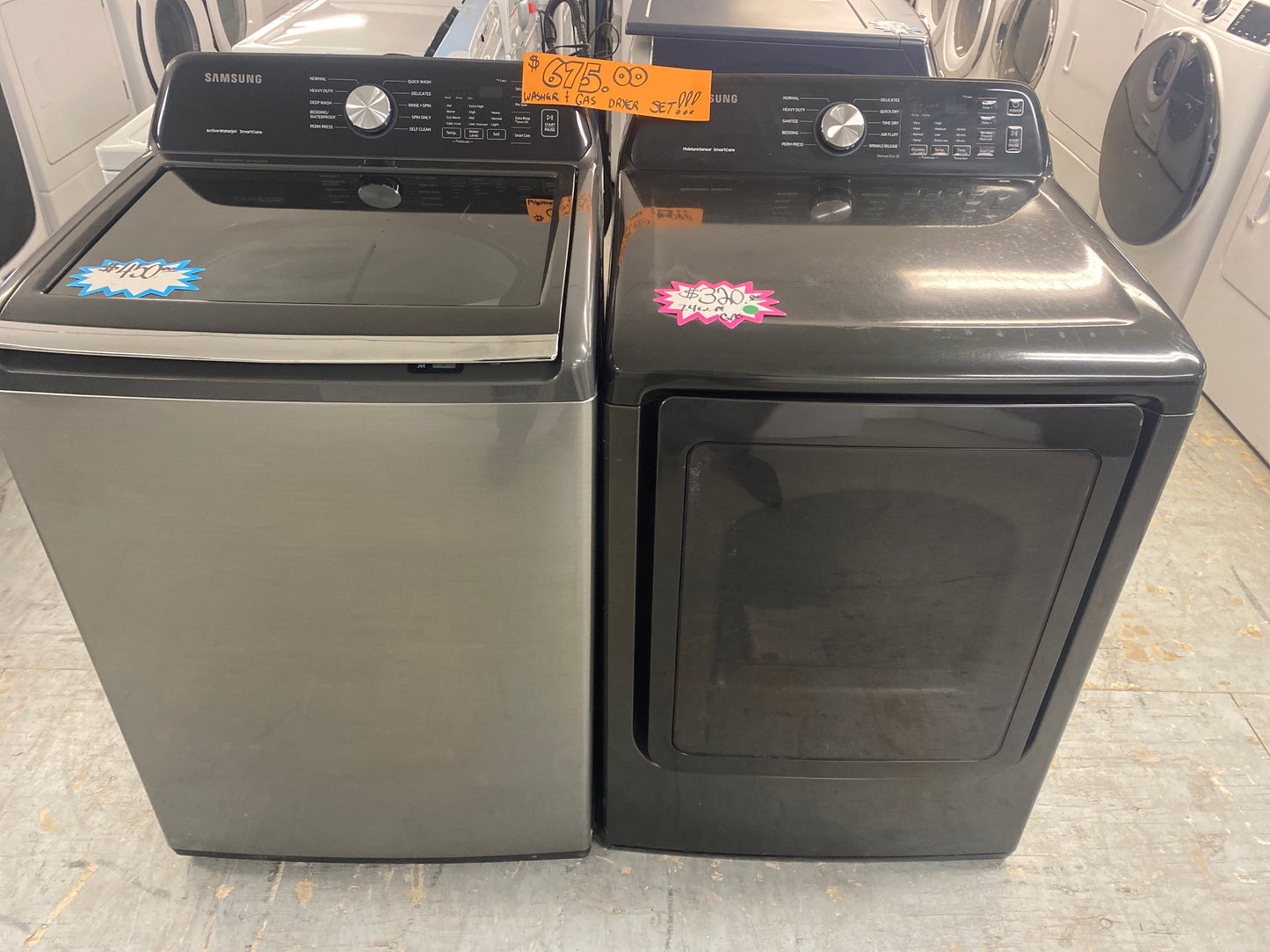 Samsung Top Load Washer & 7.0 cu. ft. Natural Gas Dryer Set