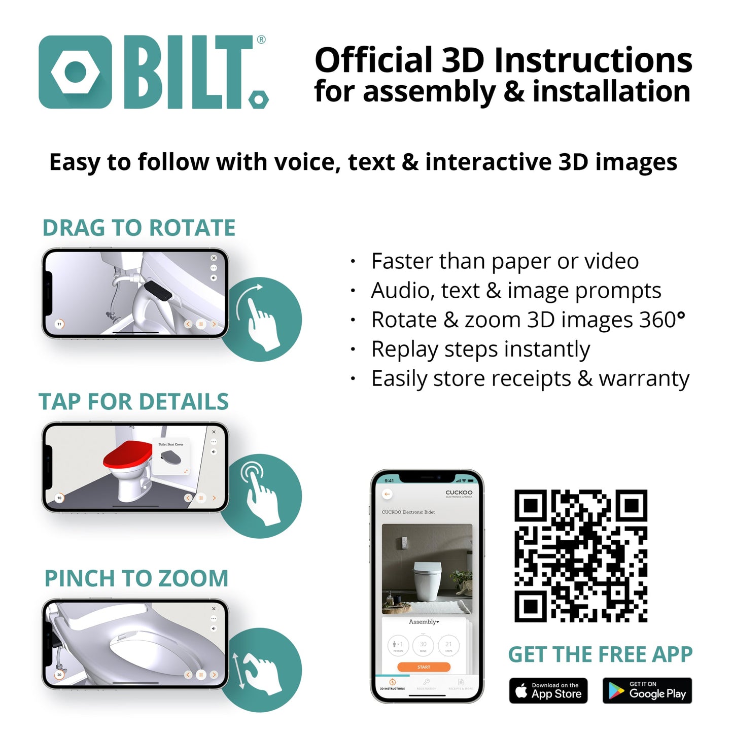 Electric Bidet for Elongated Seats (CBT-I1030RW)