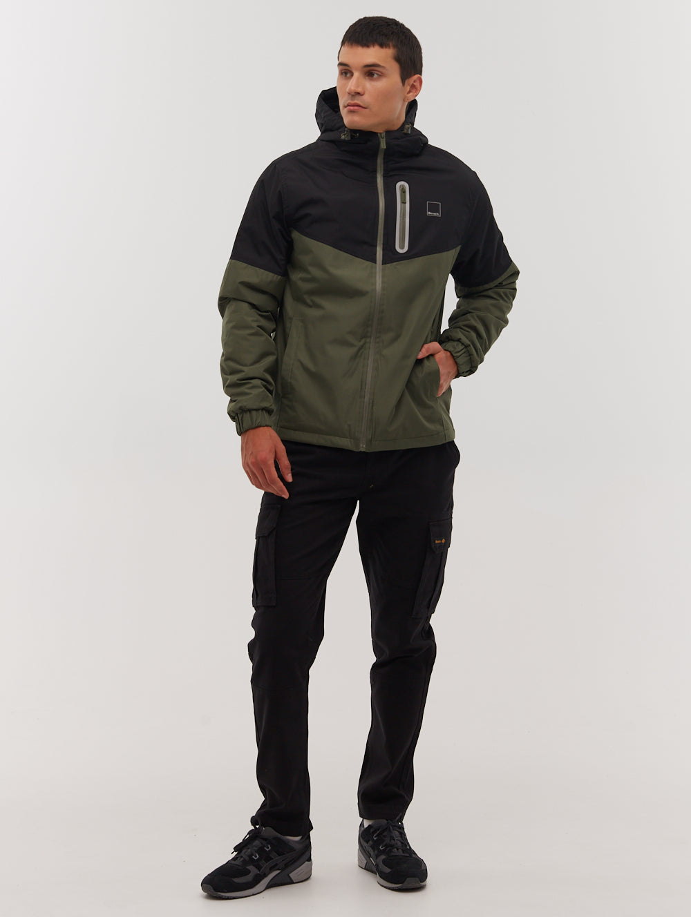 Benja Color Block Hooded Jacket - Green