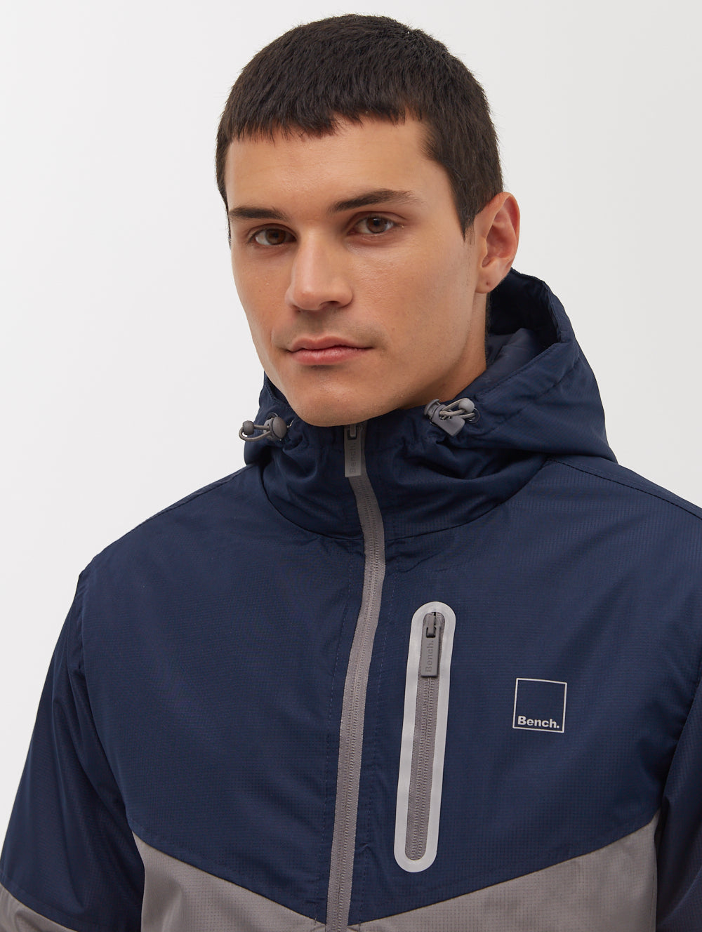 Benja Color Block Hooded Jacket - Grey