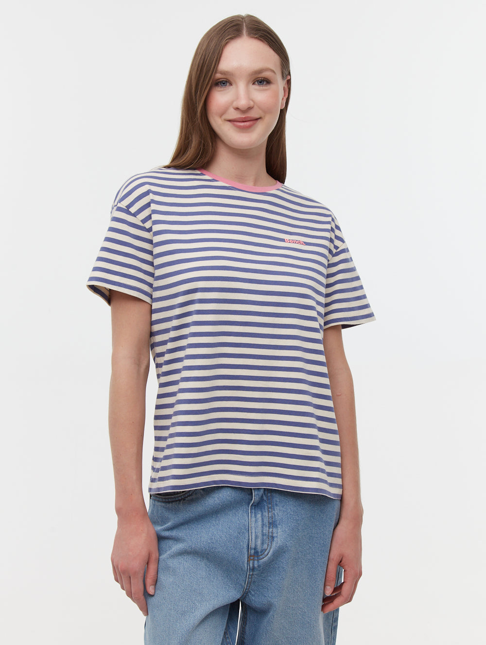 Aife Oversize Stripe T-Shirt - Blue