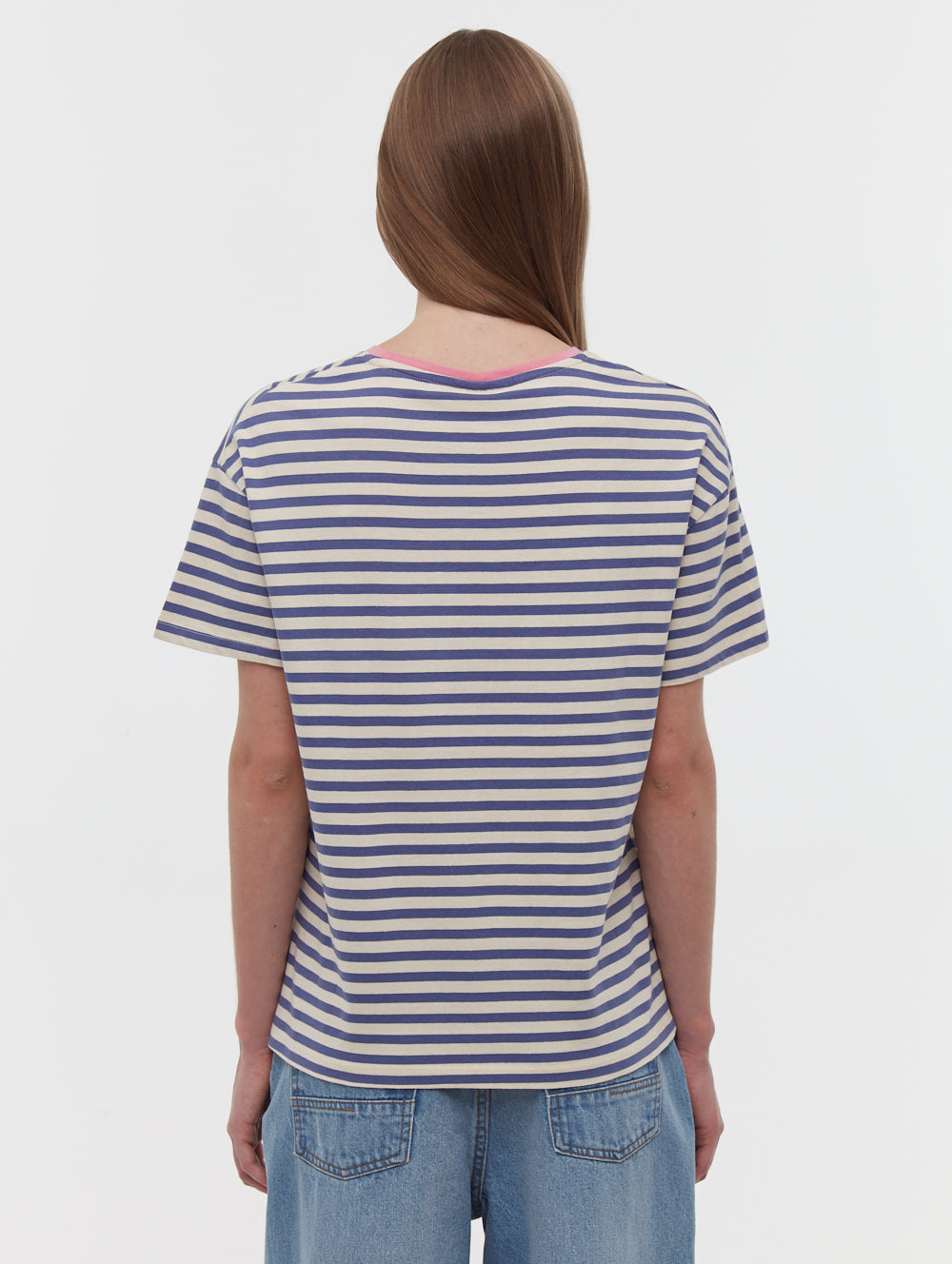 Aife Oversize Stripe T-Shirt - Blue