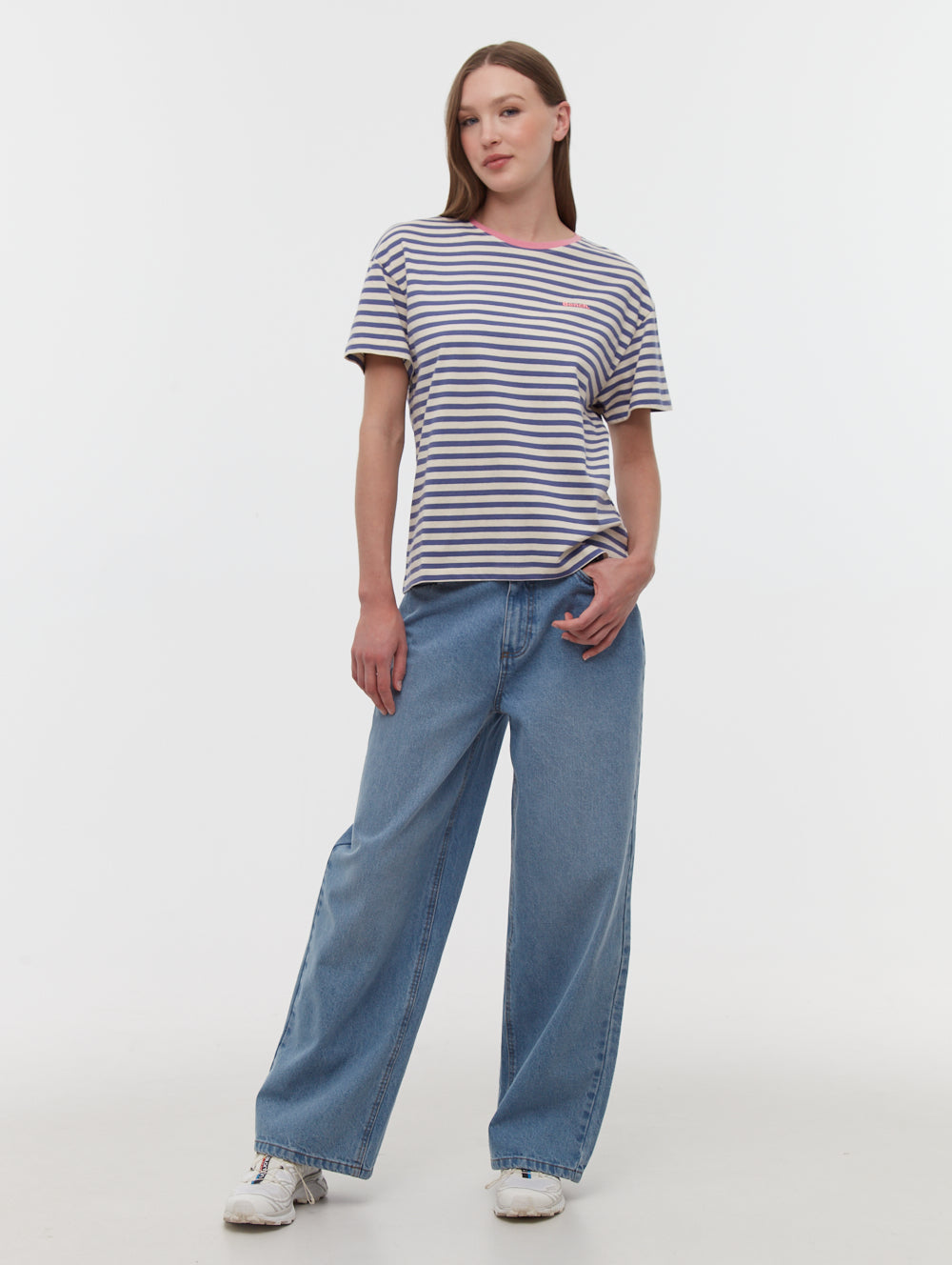 Aife Oversize Stripe T-Shirt - Blue