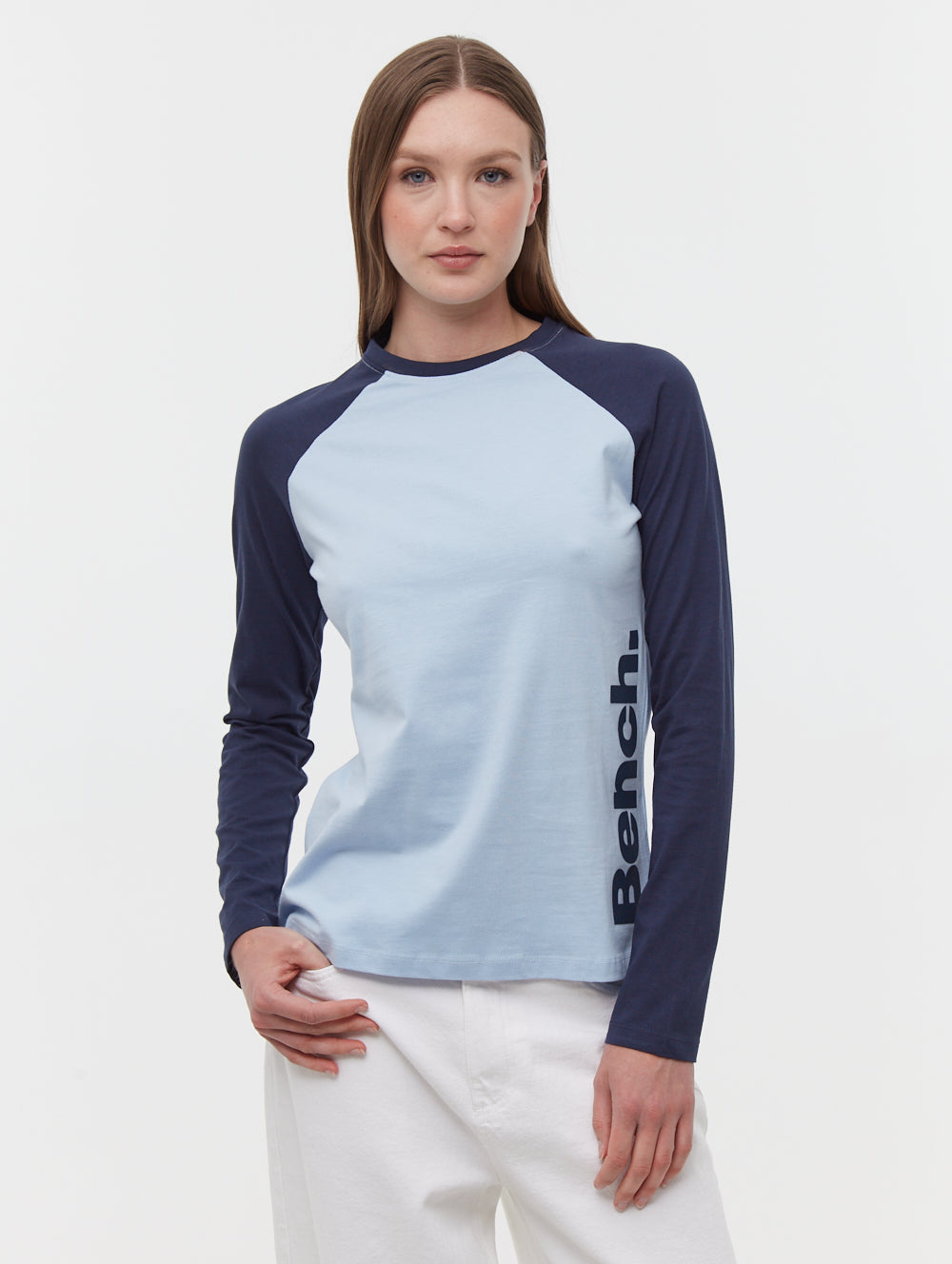 Brina Long Sleeve Baseball T-Shirt - Blue