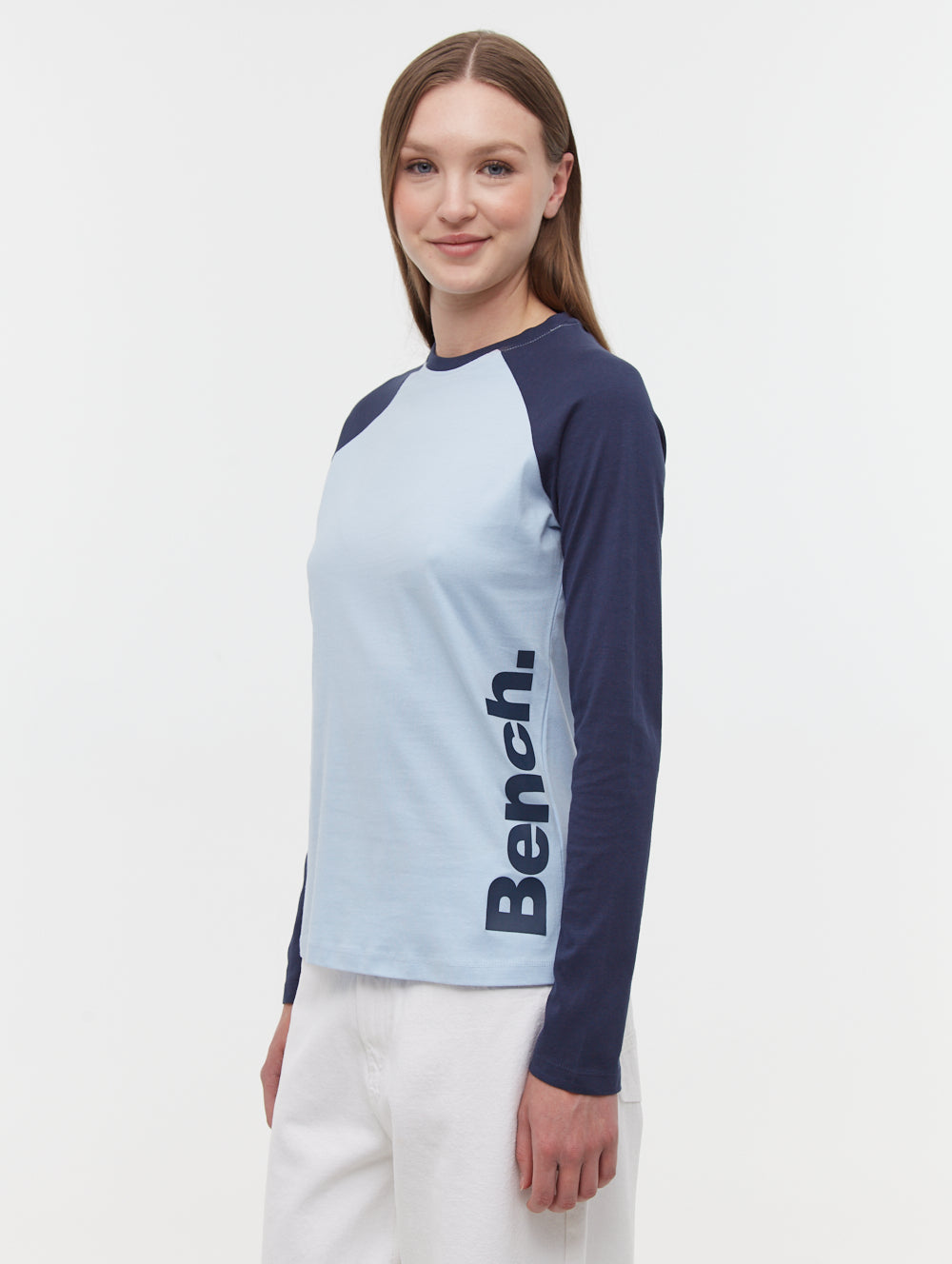 Brina Long Sleeve Baseball T-Shirt - Blue
