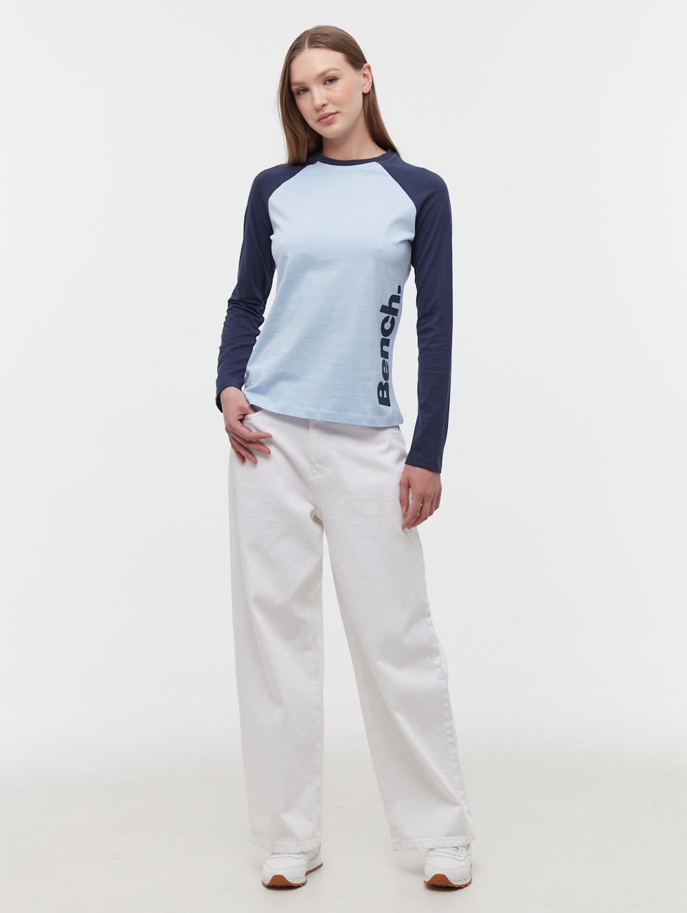 Brina Long Sleeve Baseball T-Shirt - Blue