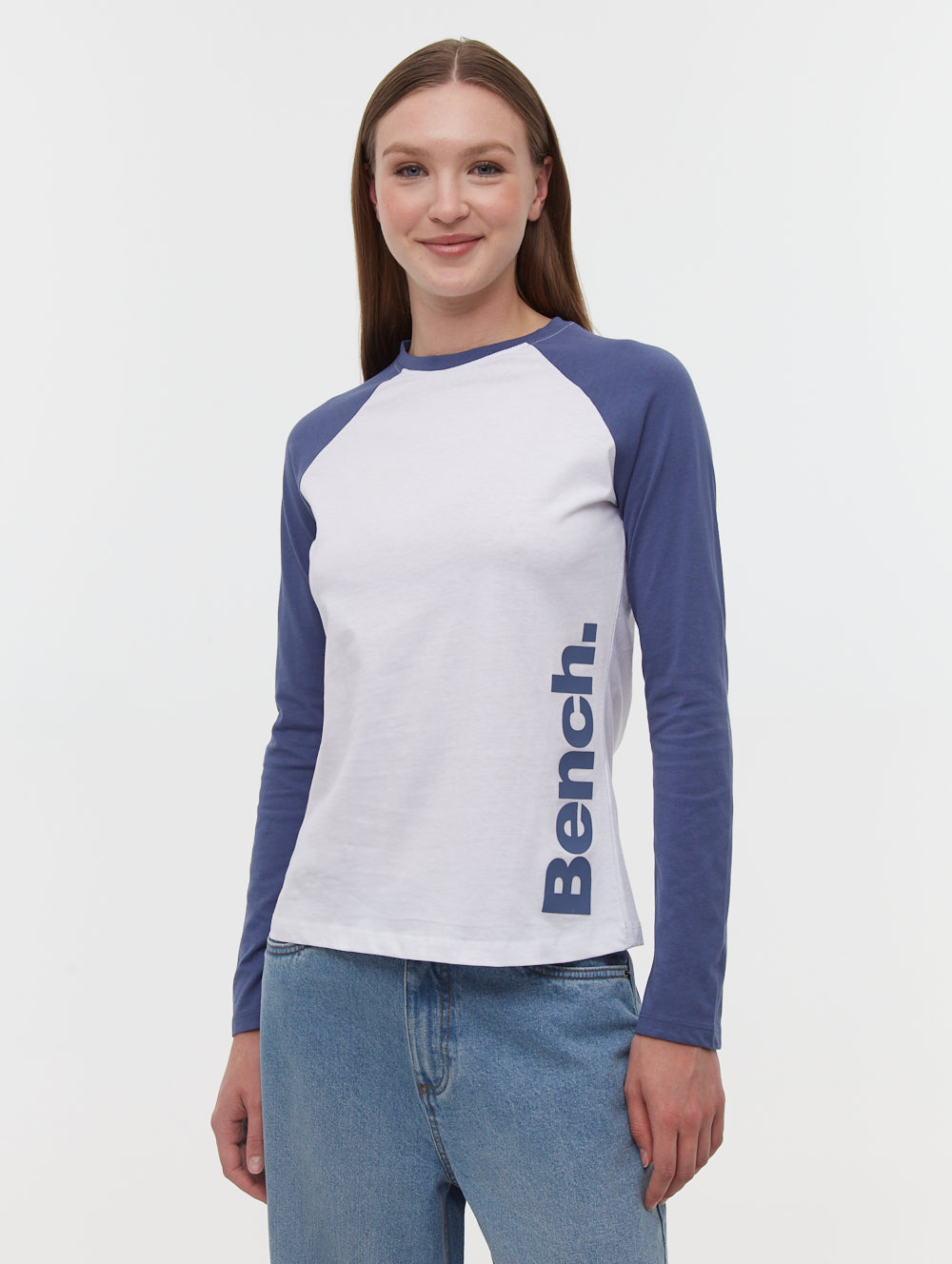 Brina Long Sleeve Baseball T-Shirt - White
