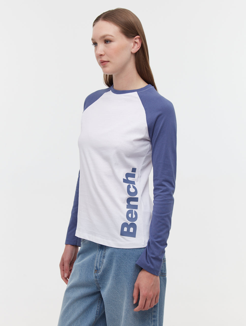 Brina Long Sleeve Baseball T-Shirt - White