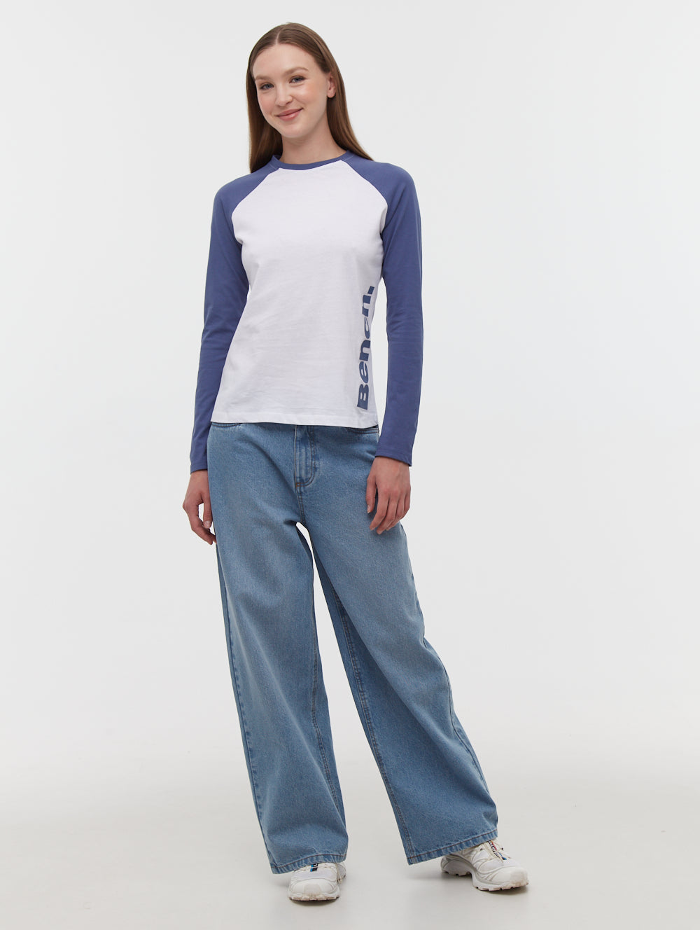 Brina Long Sleeve Baseball T-Shirt - White