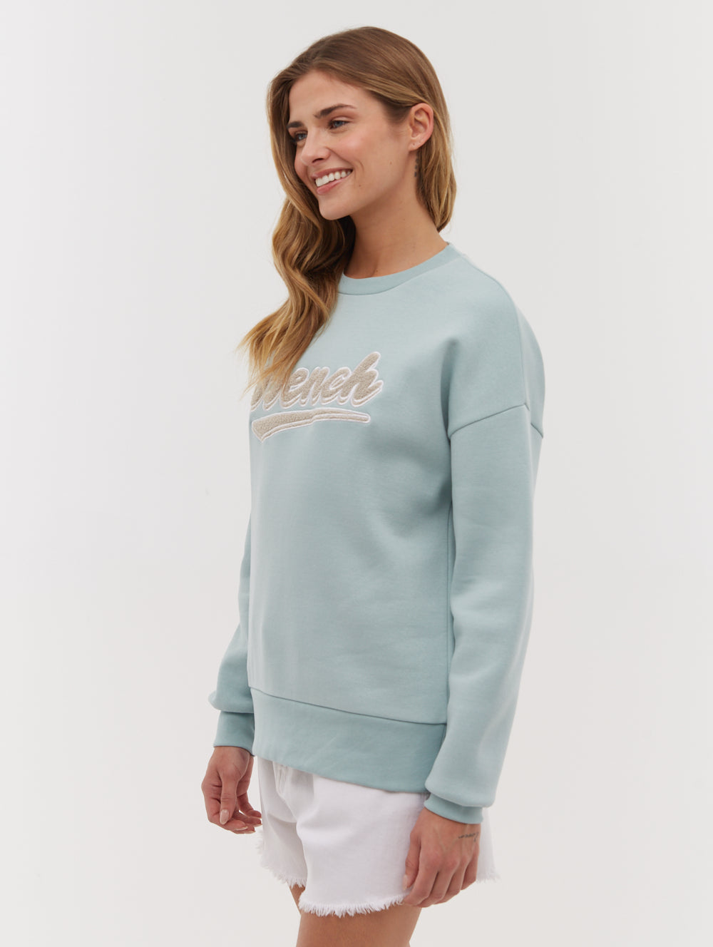 Steffi Retro Logo Crew Neck Sweatshirt - Aqua