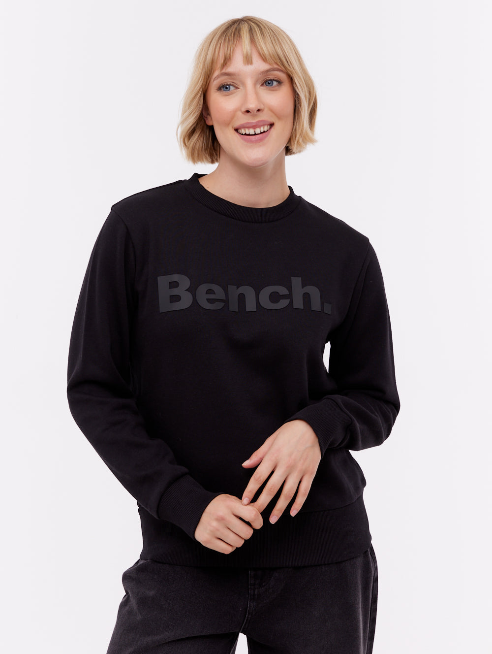 Reana Tonal Logo Crew Neck - Black