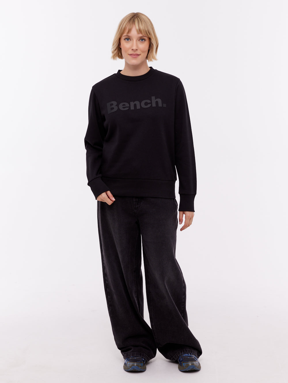 Reana Tonal Logo Crew Neck - Black