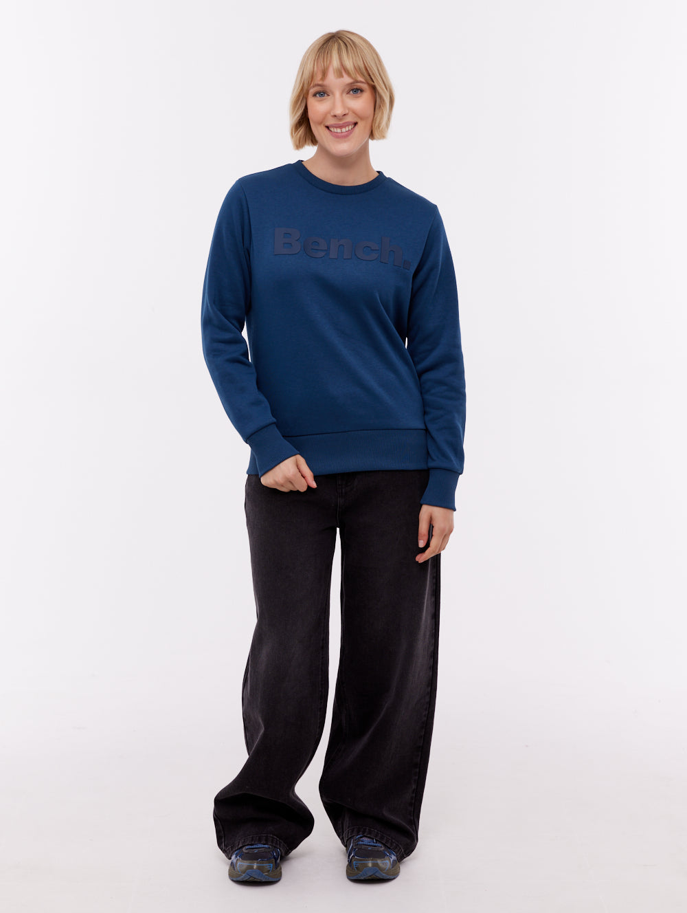 Reana Tonal Logo Crew Neck - Blue