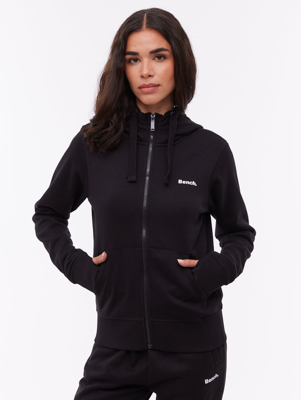 Carah Zip-Up Emblem Hoodie - Black