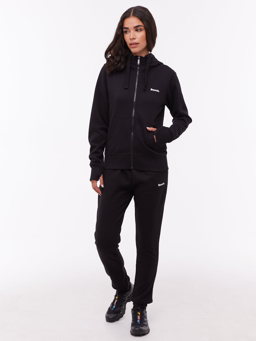 Carah Zip-Up Emblem Hoodie - Black