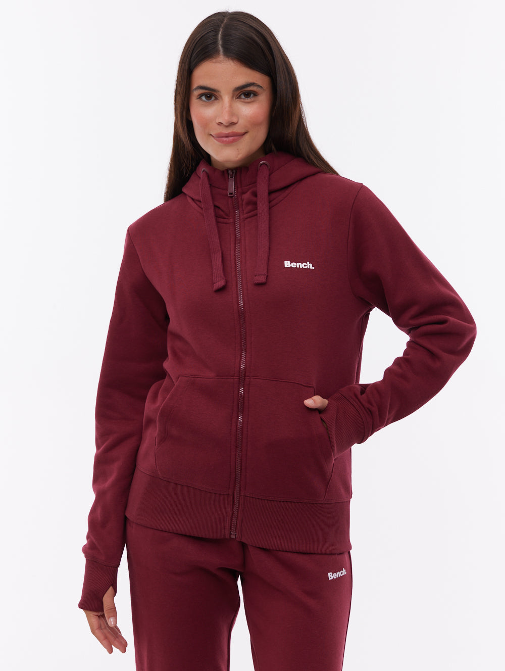 Carah Zip-Up Emblem Hoodie - Red